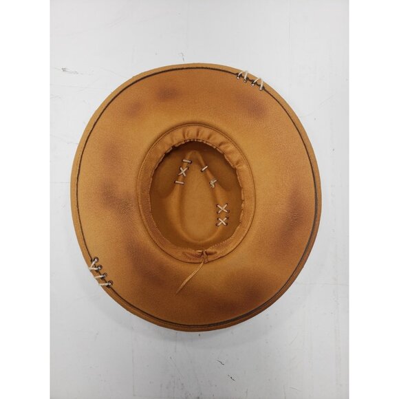 Distressed Western Cowgirl Hat W/ Denim Trim & Custom Stitching Boho Look main image 13